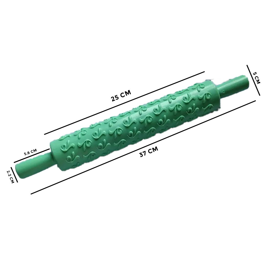 EMBOSSED ROLLING PIN 06 DARK GREEN VINES