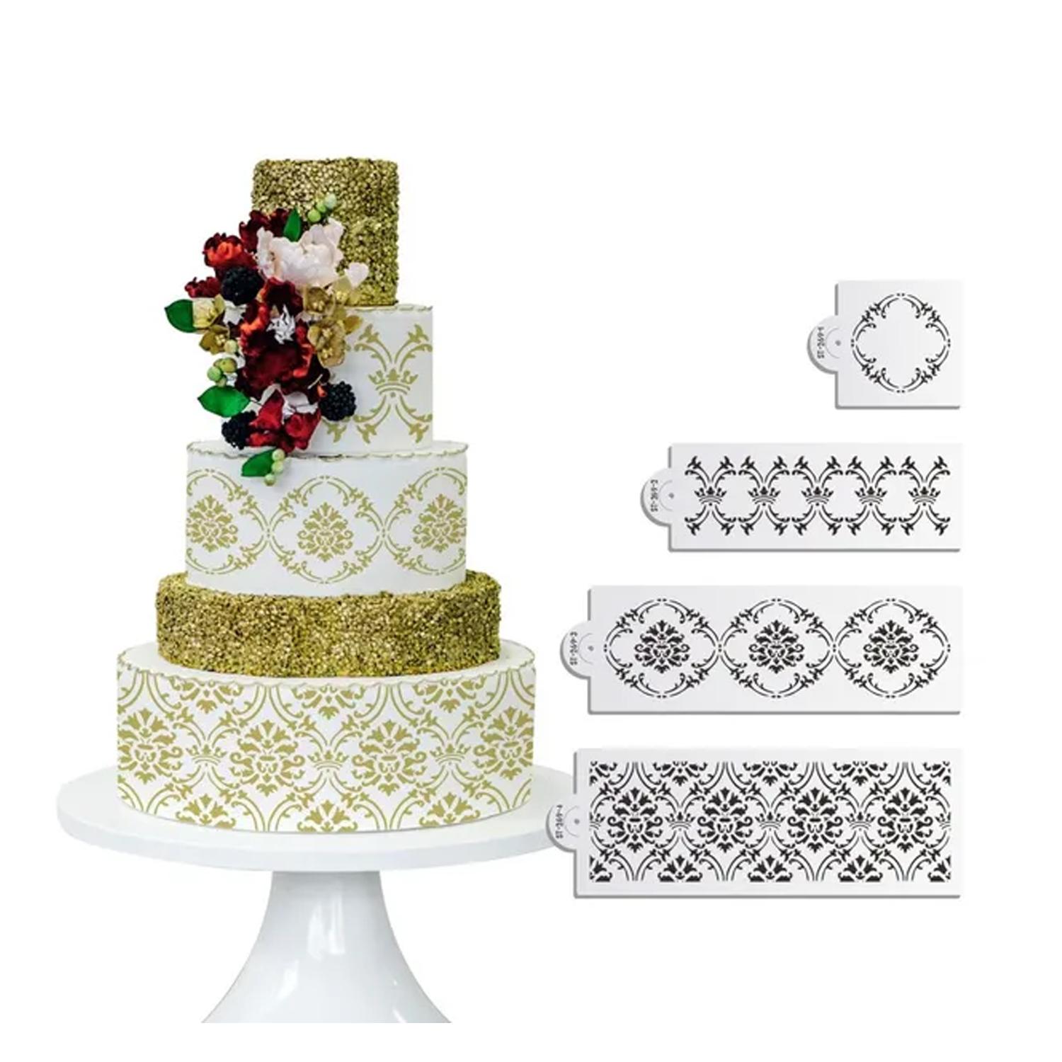 FILIGREE DAMASK 4 TIER CAKE STENCIL SET ST 263