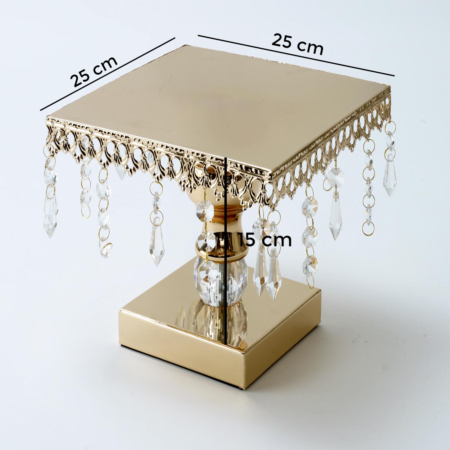 GOLD CRYSTAL SQUARE CAKE STAND 1PC 25*25*15cm