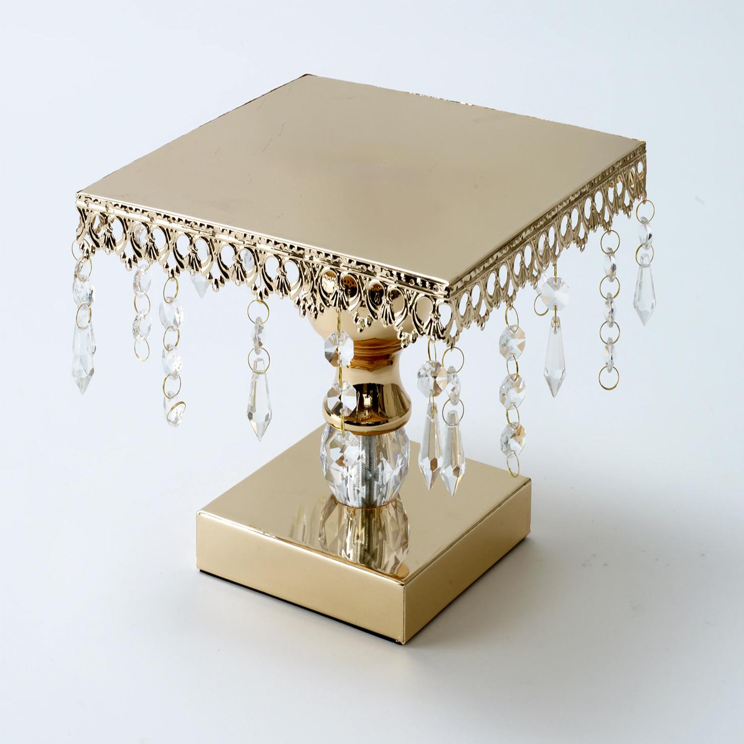 GOLD CRYSTAL SQUARE CAKE STAND 1PC 25*25*15cm