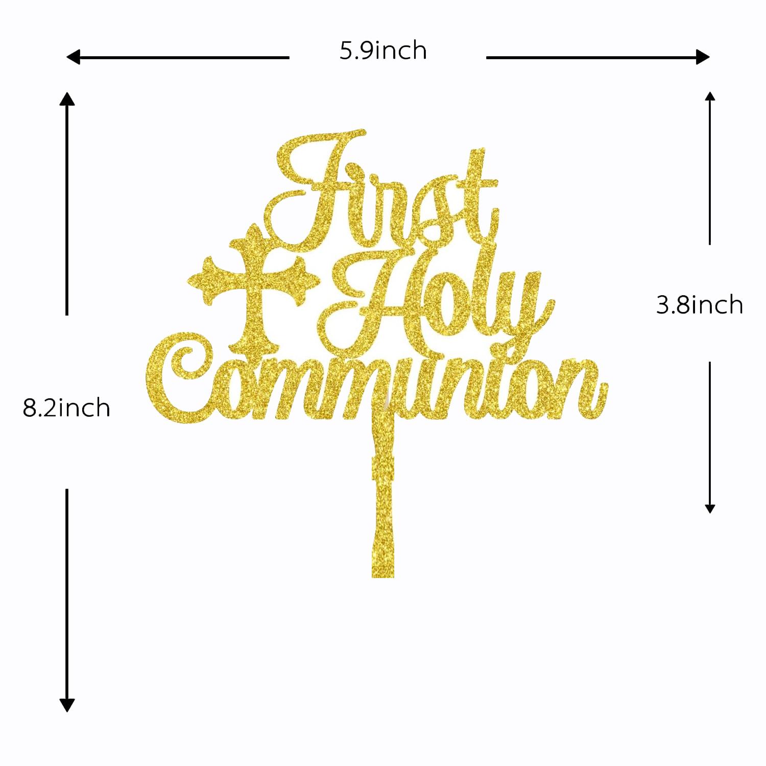 GOLD GLITTER ACRYLIC FIRST COMMUNION TOPPER