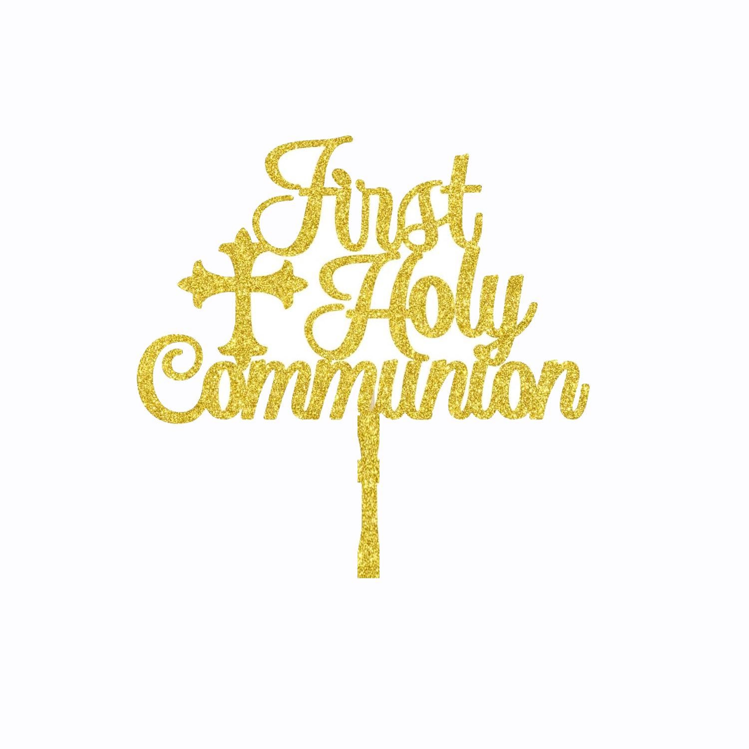 GOLD GLITTER ACRYLIC FIRST COMMUNION TOPPER