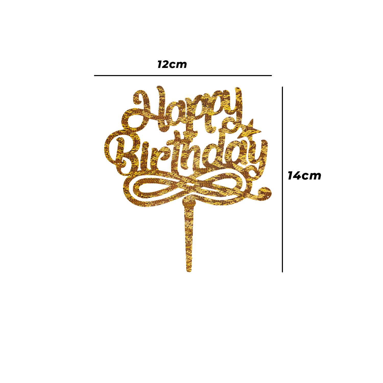 GOLD GLITTER ACRYLIC HAPPY BIRTHDAY TOPPER NO 02