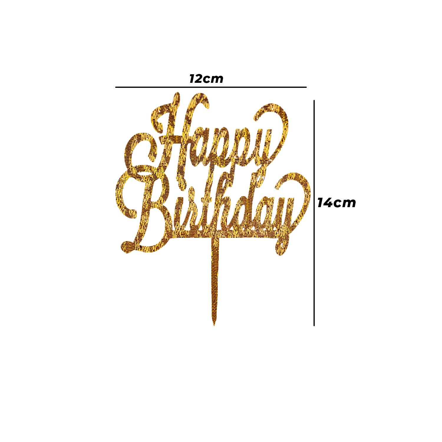 GOLD GLITTER ACRYLIC HAPPY BIRTHDAY TOPPER NO 04