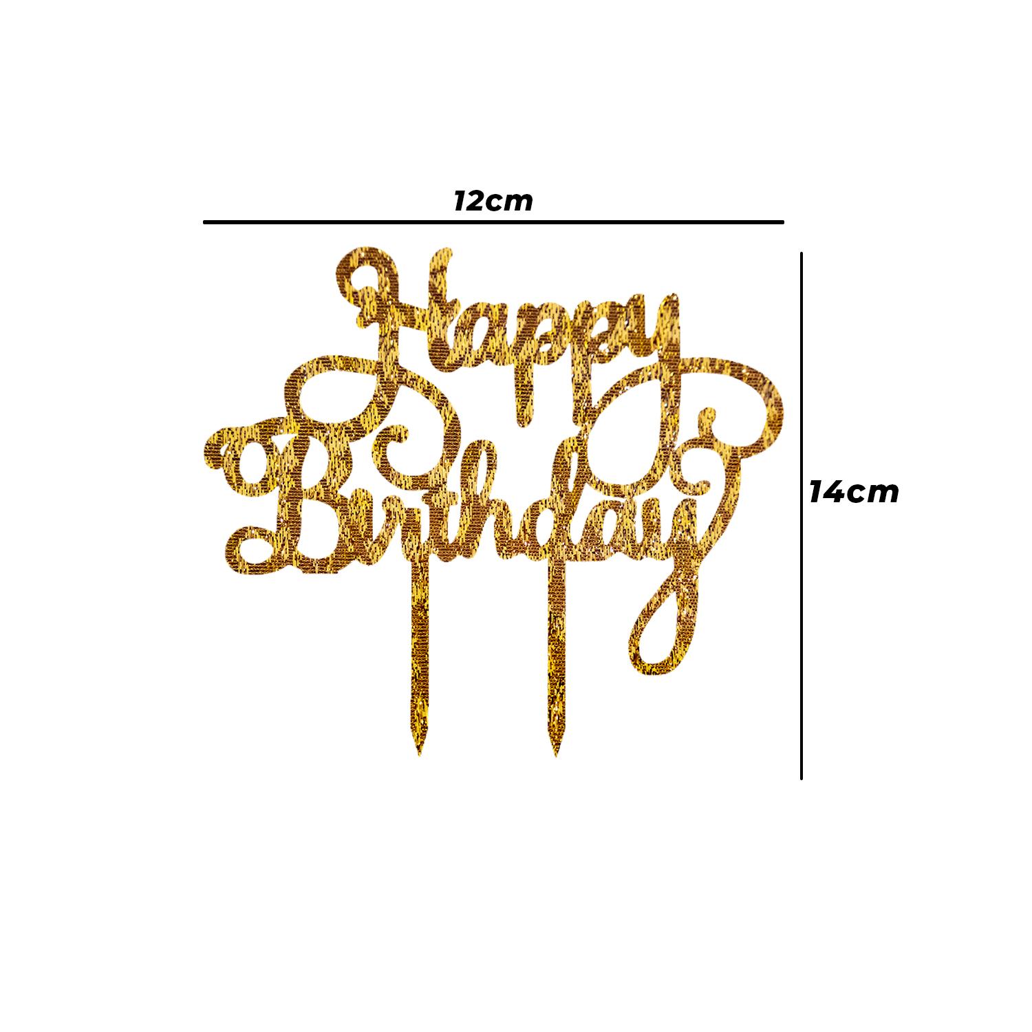 GOLD GLITTER ACRYLIC HAPPY BIRTHDAY TOPPER NO 05