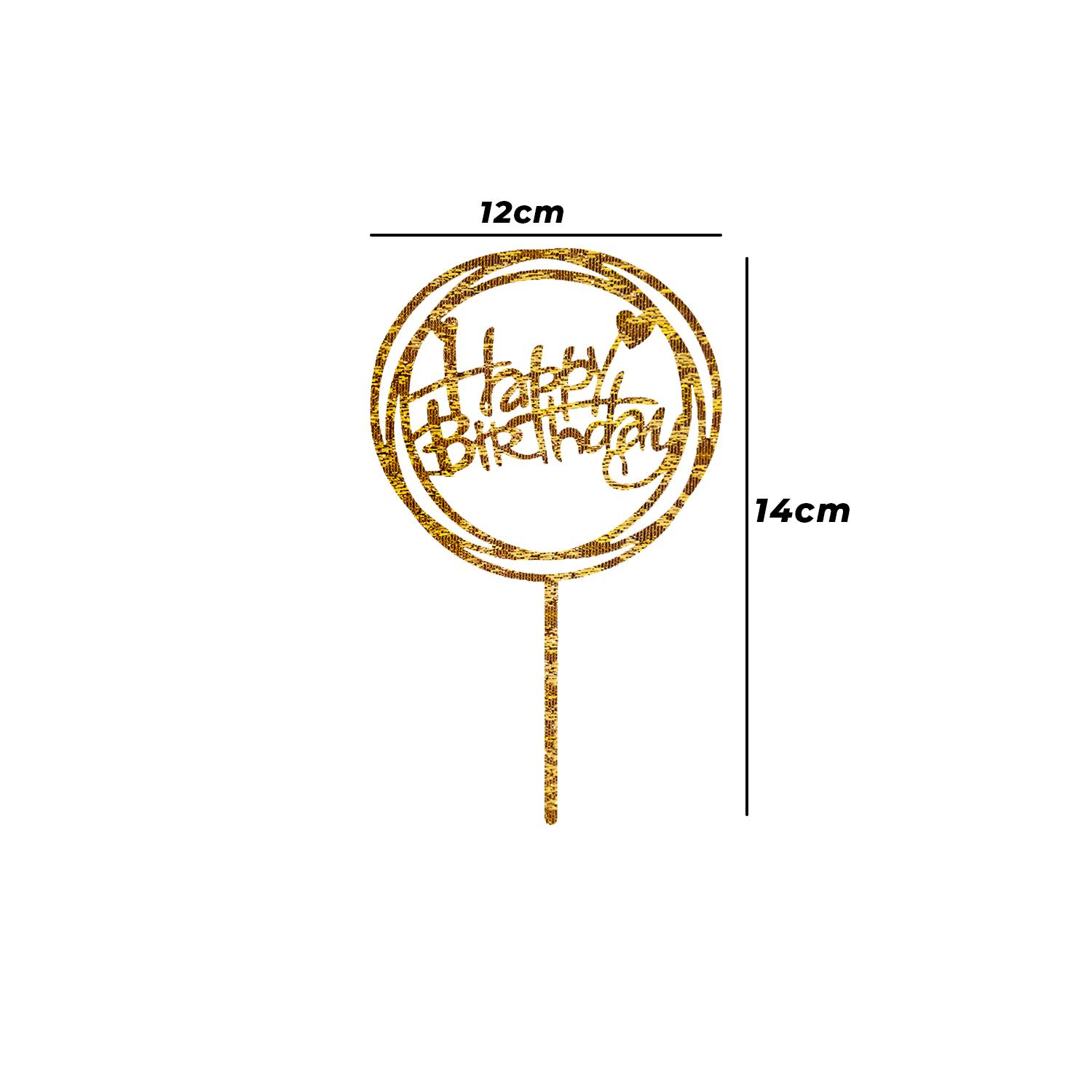 GOLD GLITTER ACRYLIC HAPPY BIRTHDAY TOPPER NO 06