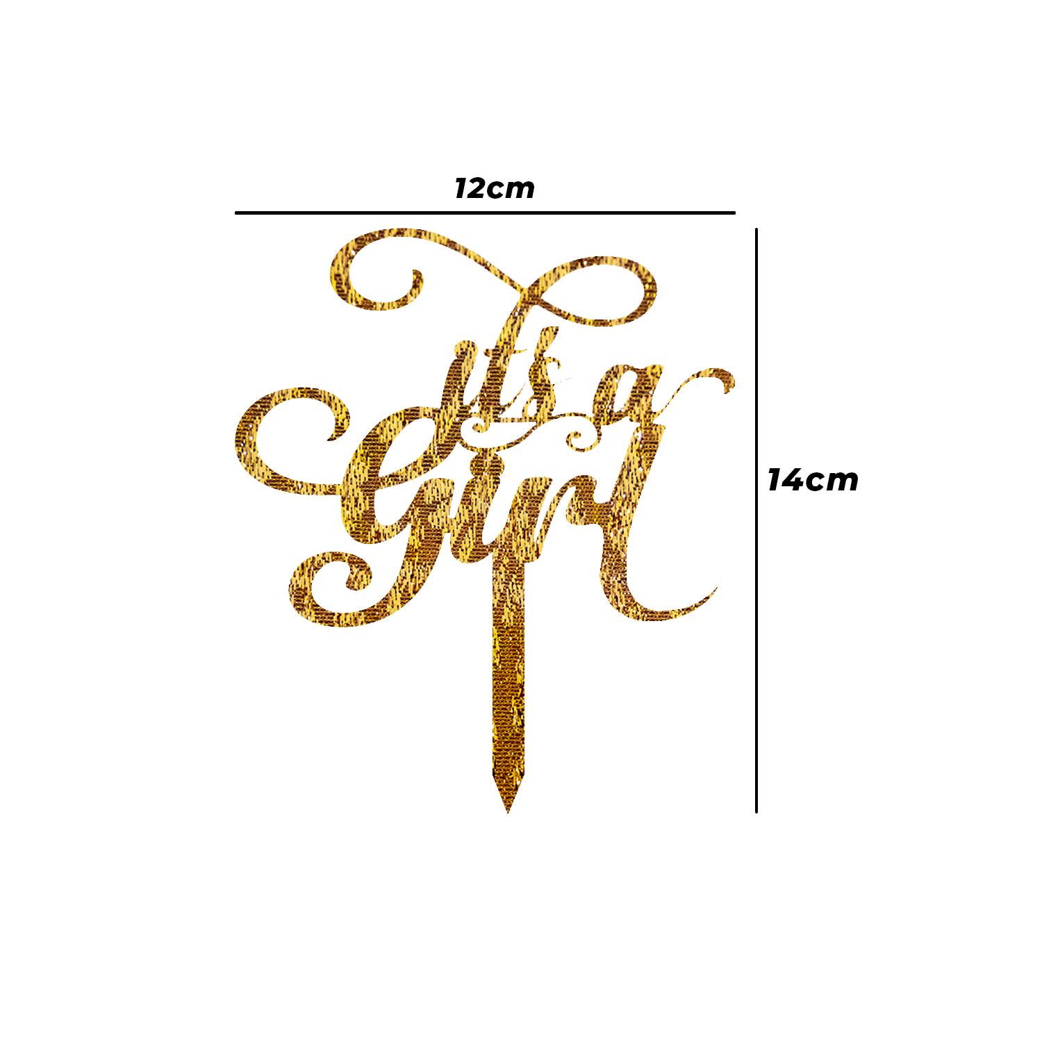 GOLD GLITTER BABY SHOWER TOPPER IT'S A GIRL