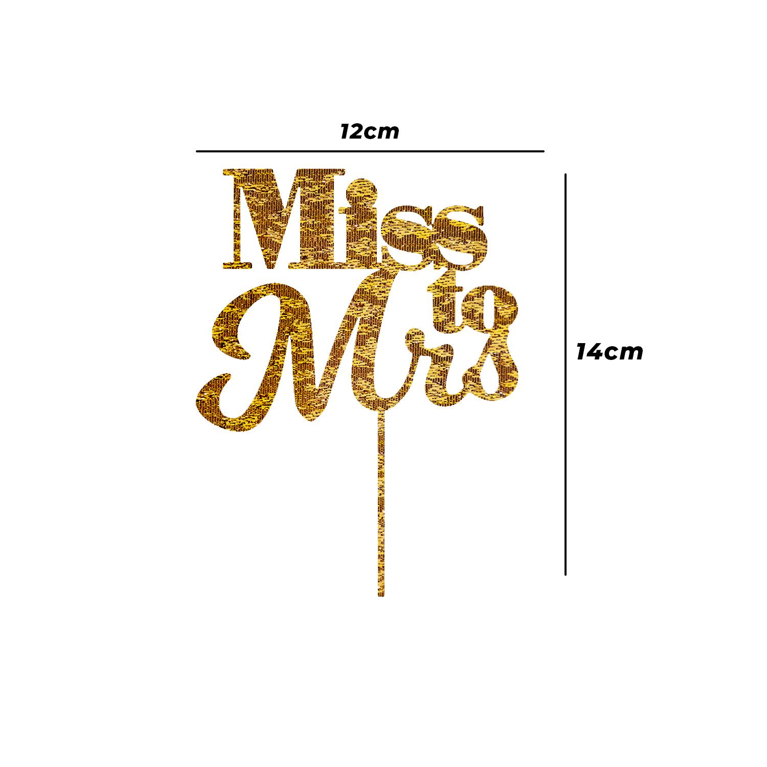 GOLD GLITTER BRIDAL SHOWER TOPPER FROM MISS TO MRS