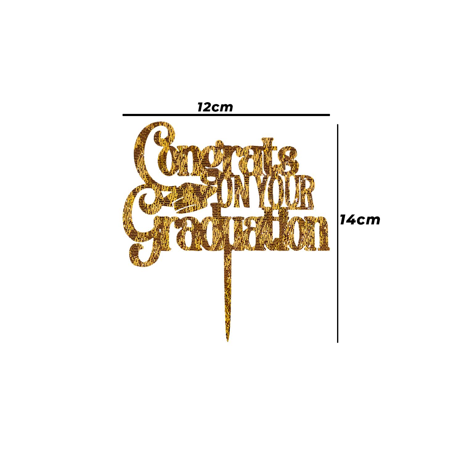 GOLD GLITTER CONGRATULATIONS ON YOUR GRADUATION TOPPER