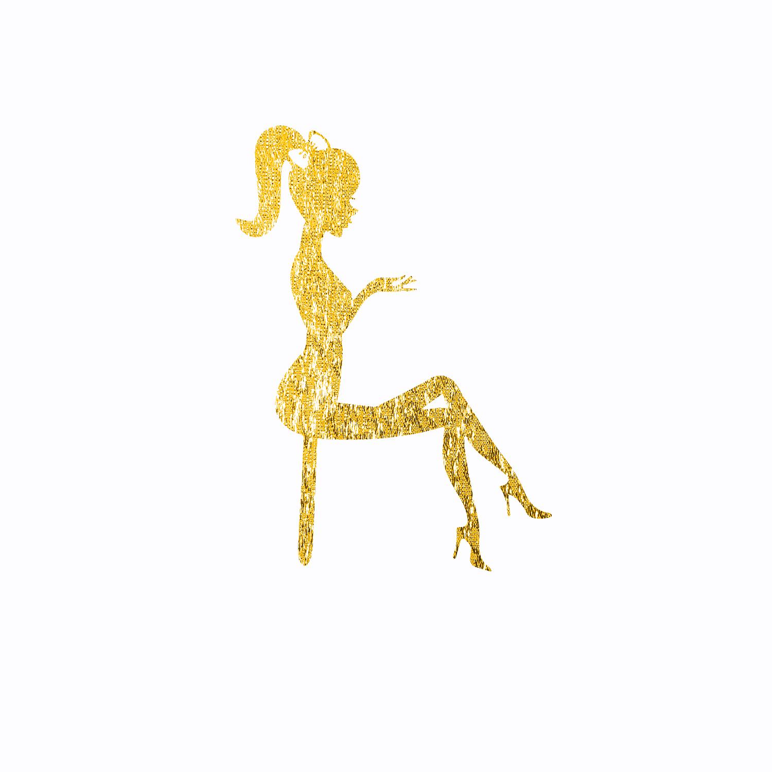 GOLD GLITTER LADY SILHOUETTE TOPPER