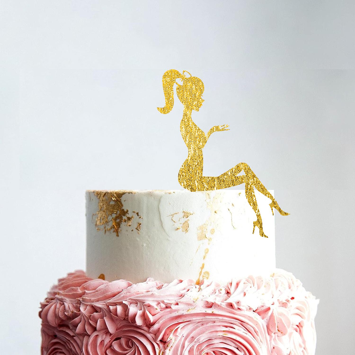 GOLD GLITTER LADY SILHOUETTE TOPPER