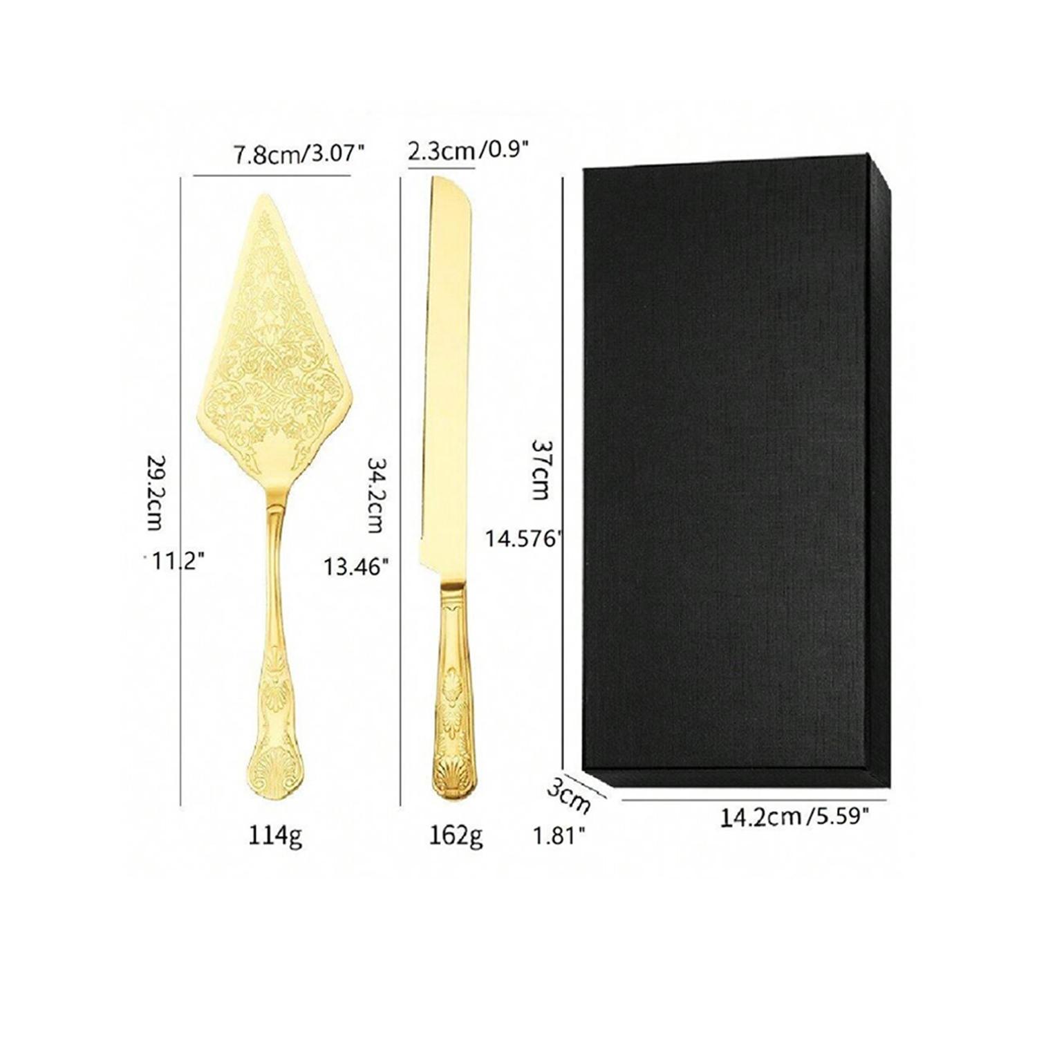 GOLD WEDDING KNIFE SERVER SET