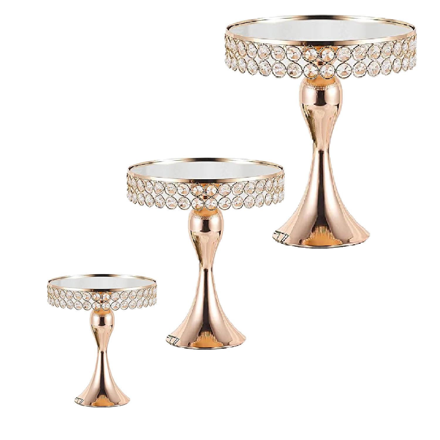 GOLD CRYSTAL CAKE STAND 3PCS DIAMETER 20CM 25CM 30CM