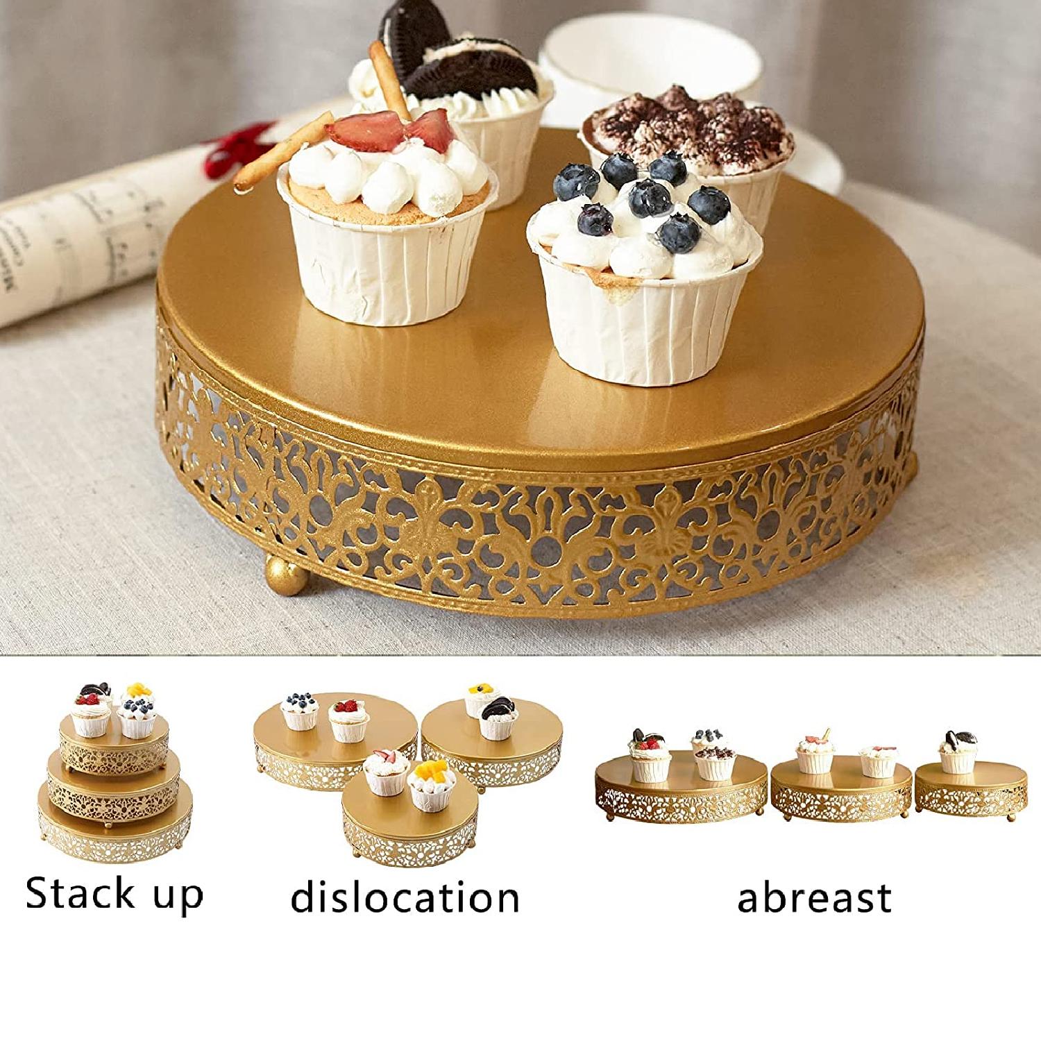 GOLD METALLIC CAKE STAND 1PC H 7CM* D 25CM