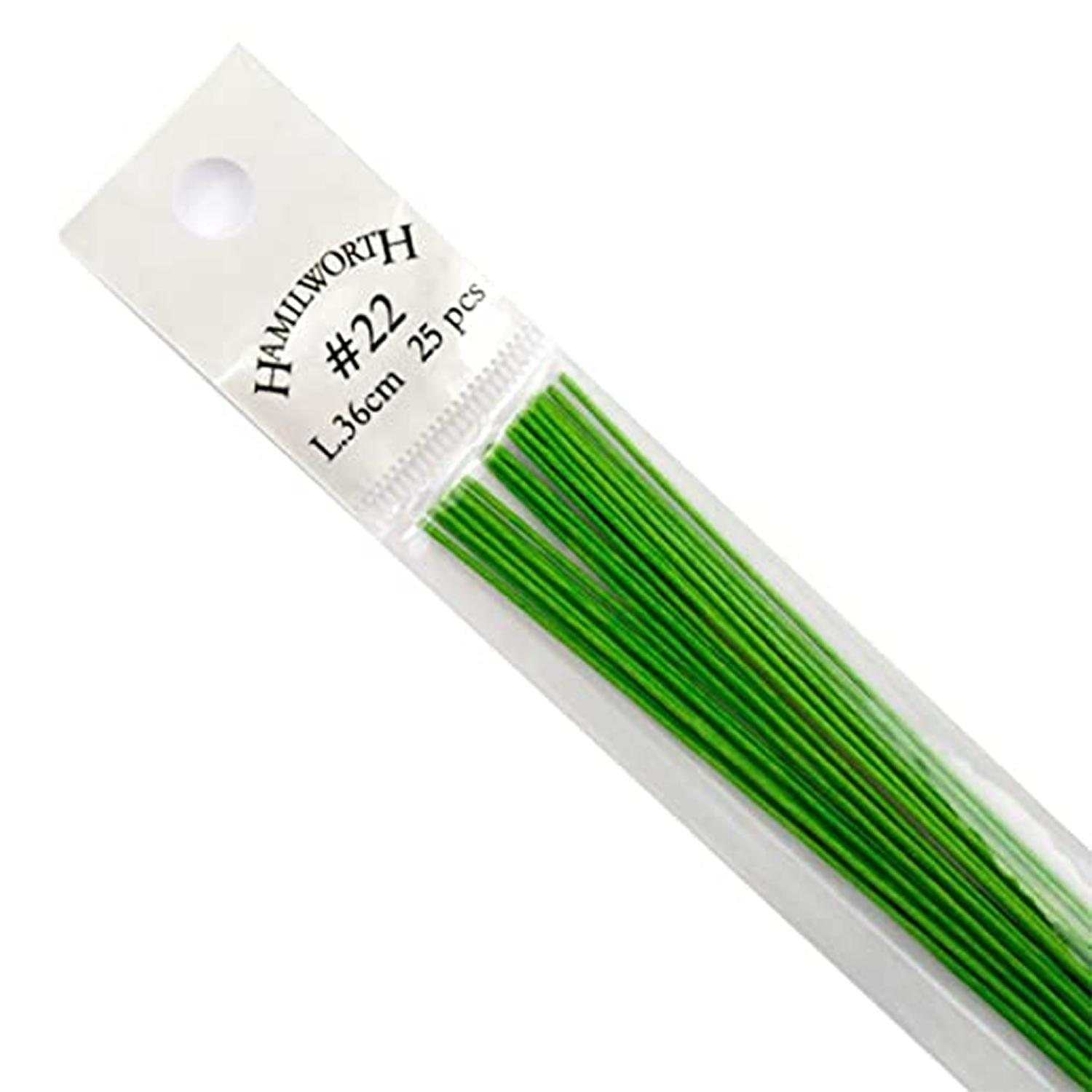 HAMILWORTH 22 GAUGE NILE GREEN SUGAR CRAFT FLORISTRY WIRE PK 25