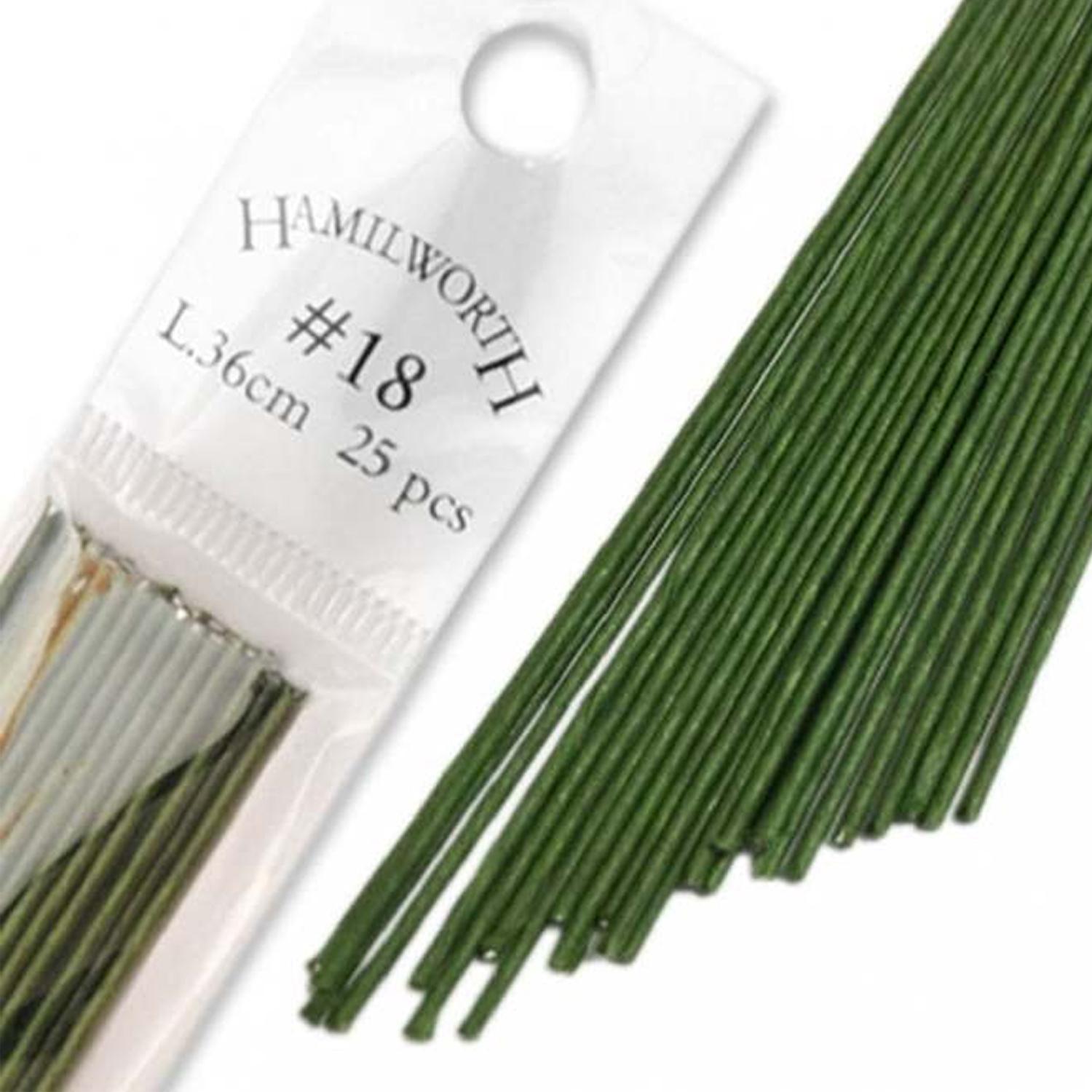 HAMILWORTH GAUGE 18 NILE GREEN SUGAR CRAFT FLORISTRY WIRE PK 25