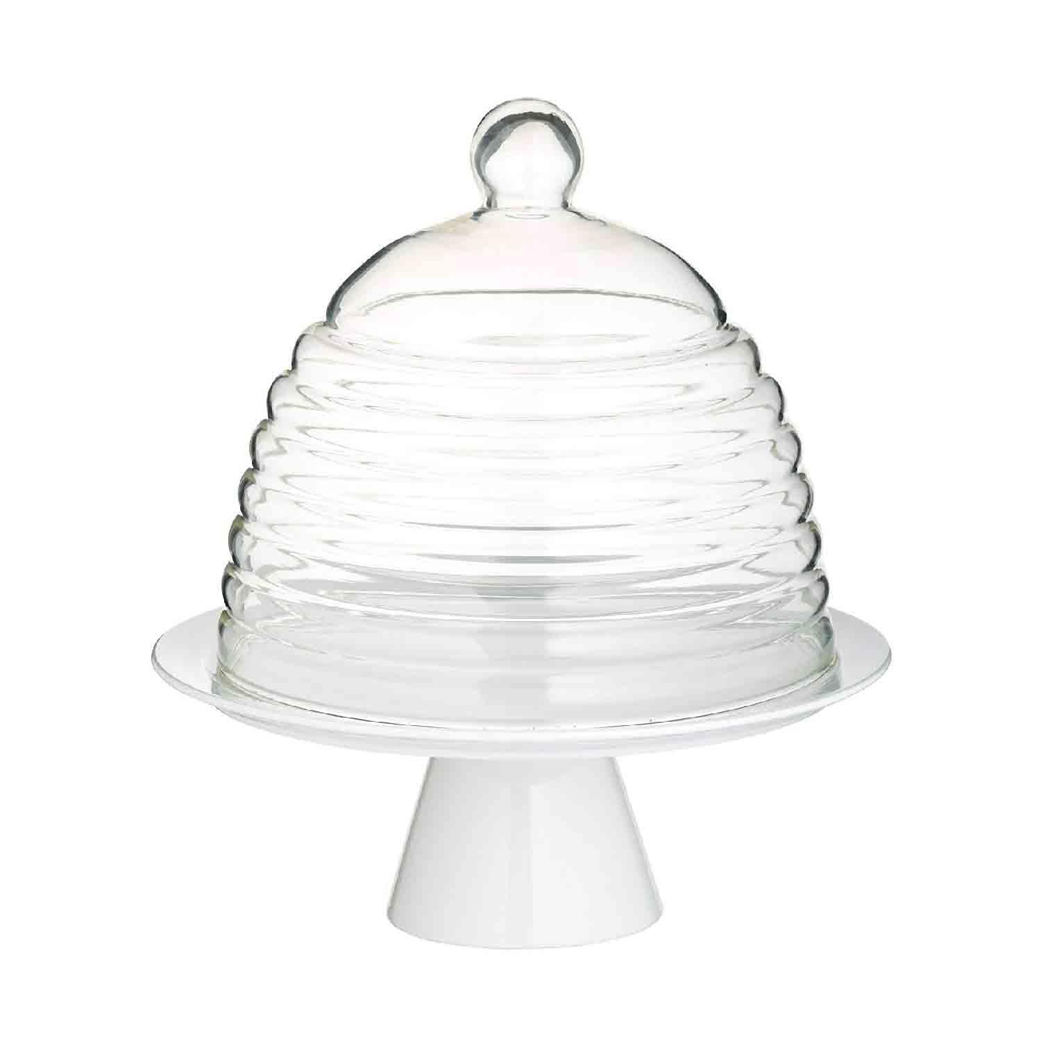 KITCHEN CRAFT 25CM GLASS DOME CAKE STAND and DOME