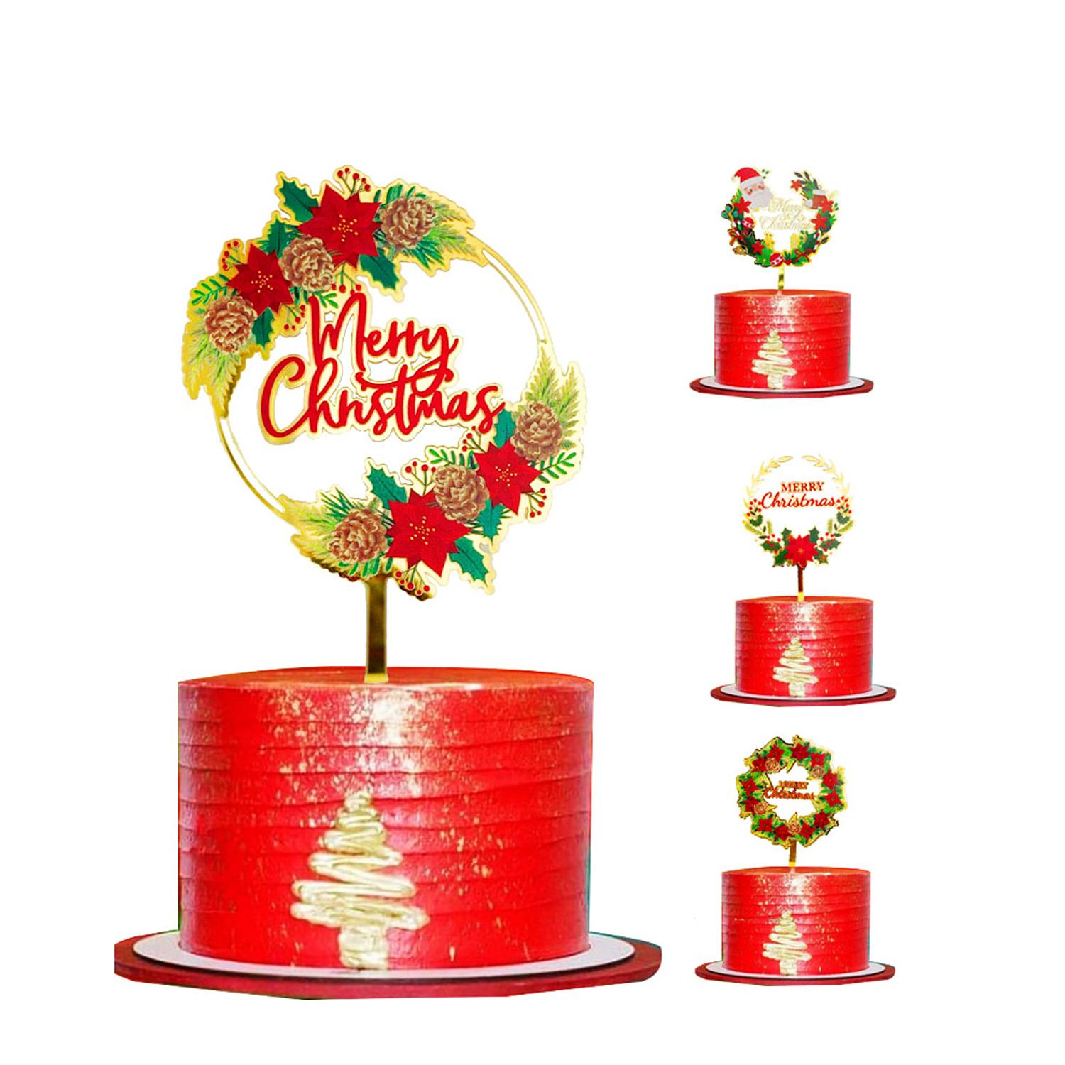 MERRY CHRISTMAS FLOWERED MIRROR GOLD TOPPER