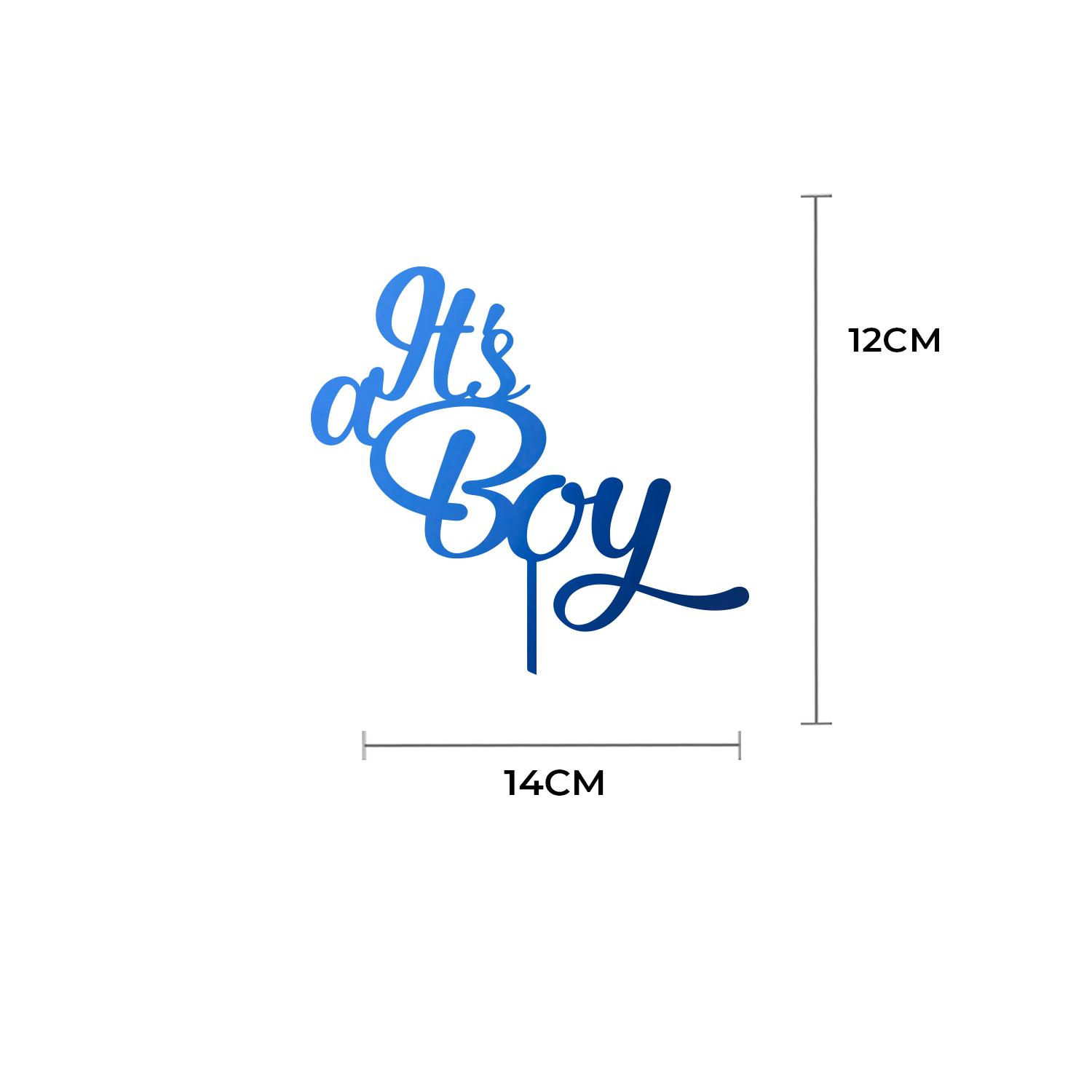 MIRROR BLUE ACRYLIC BABY SHOWER TOPPER IT'S A BOY