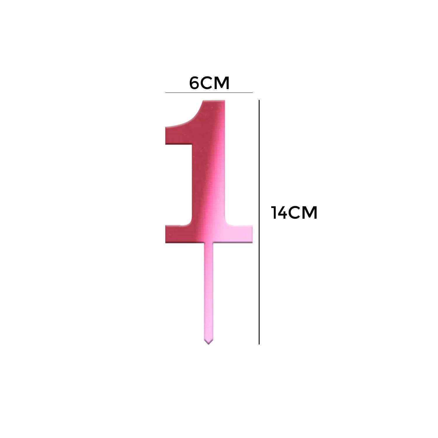 MIRROR PINK ACRYLIC NUMBER TOPPER NO 1