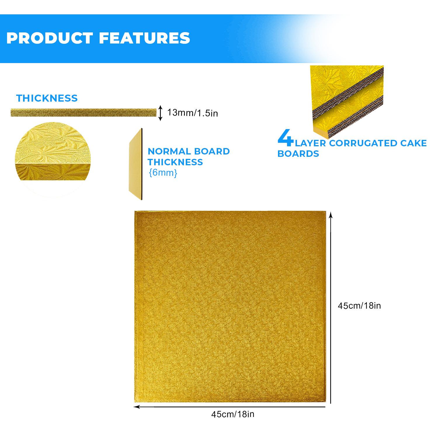 PACK OF 25 - 18 INCH SQUARE GOLD CAKE DRUMS (WHOLESALE)