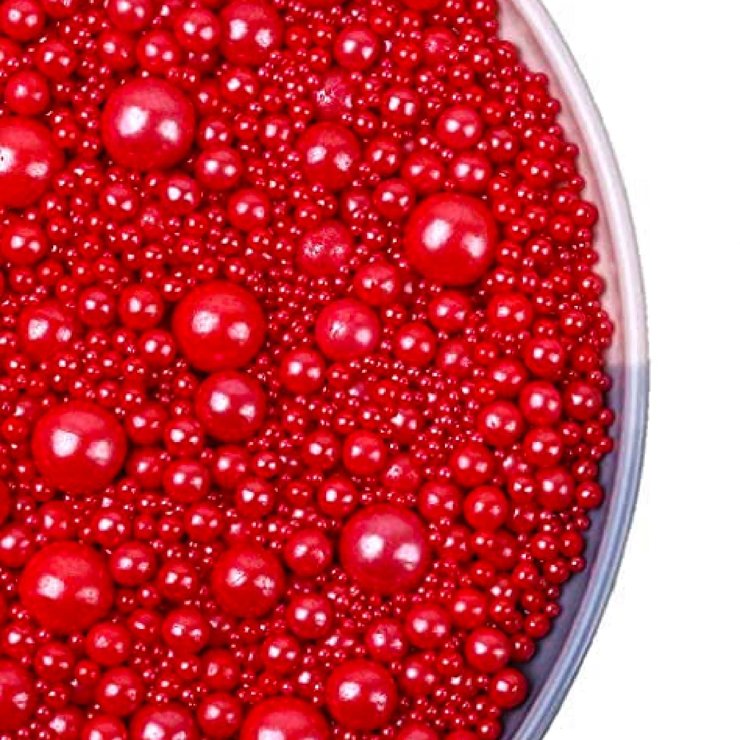 RED MIXED SIZE PEARLS 1KG