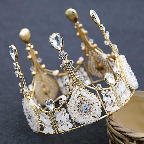 RHINESTONE INLAY GOLD CROWN