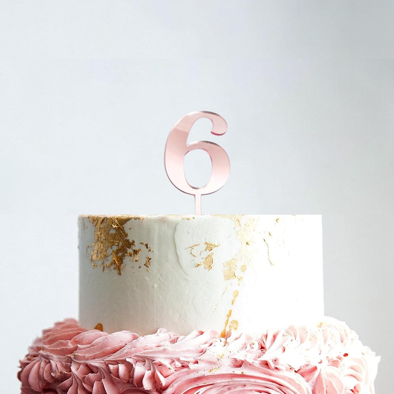 ROSE GOLD ACRYLIC NUMBER TOPPER NO 6