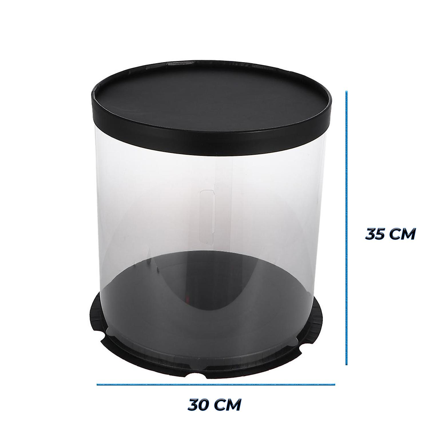 ROUND PVC CAKE BOX BLACK LID 30*30*35CM