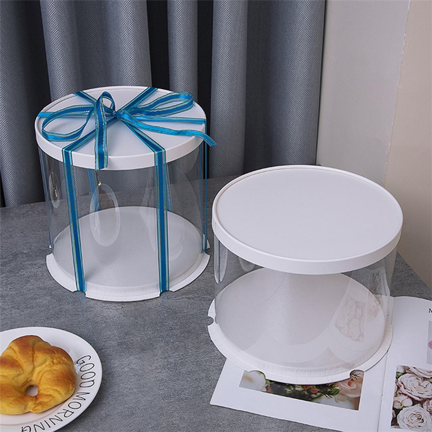 ROUND PVC CAKE BOX WITH WHITE LID 26*26*32CM