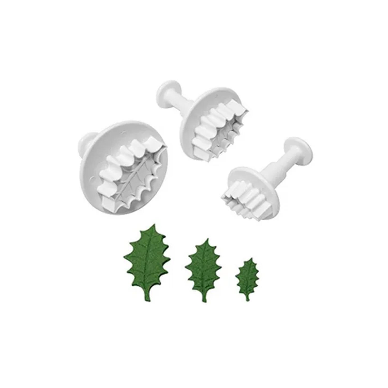 SET OF 3 HOLY LEAF PLUNGER CUTTER