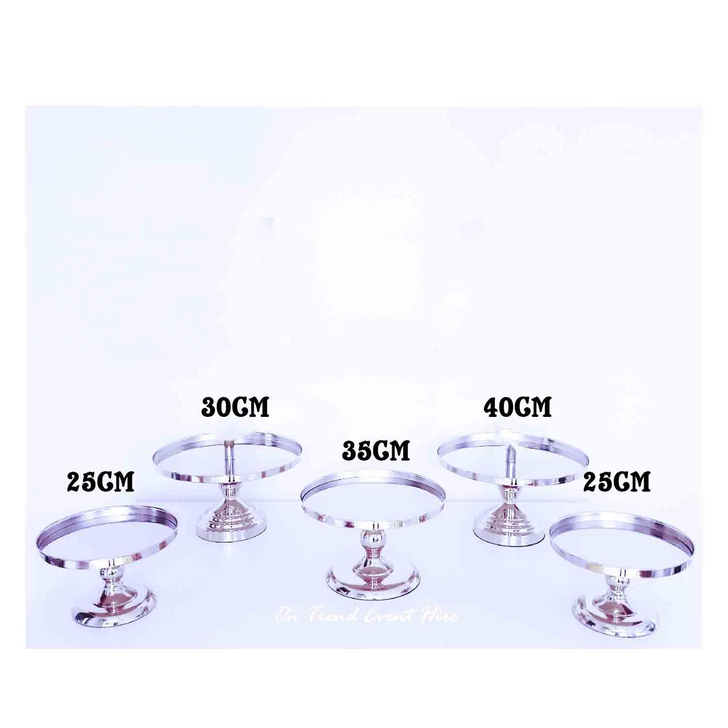 SET OF 4 SILVER MIRROR CAKE STAND 25CM 30CM 35CM 40CM