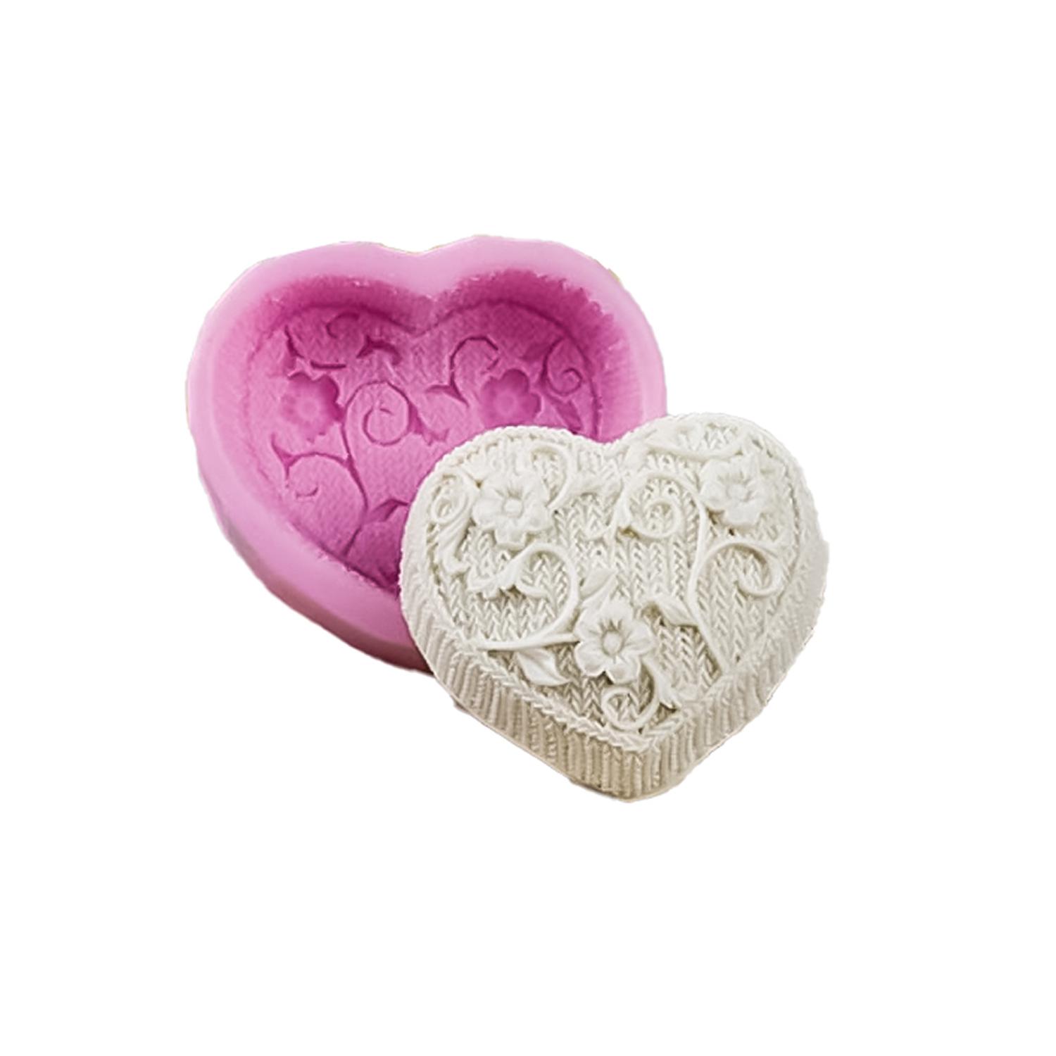 SFGM0055 HEART SHAPED LACE FLOWER SILICON MOLD