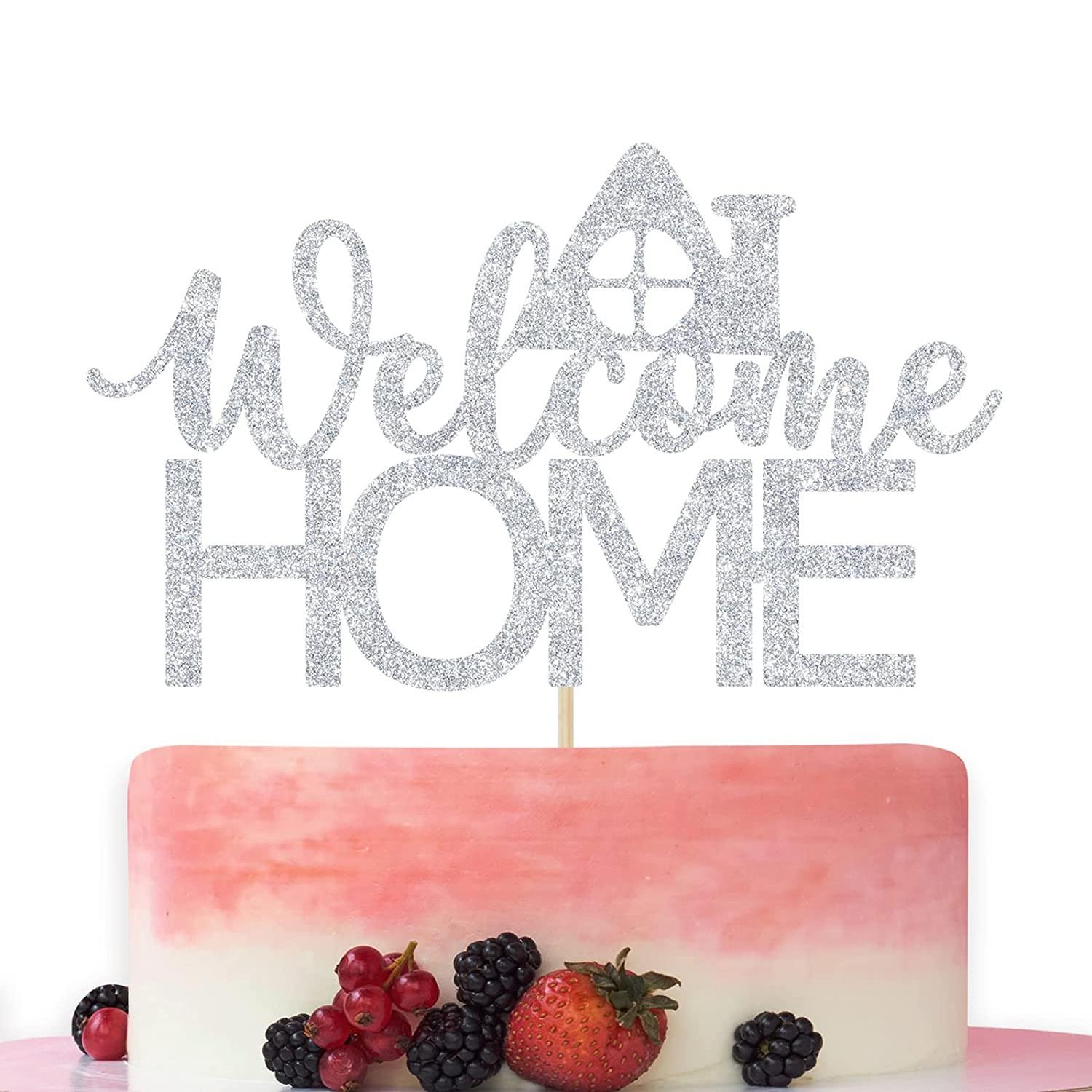 SILVER GLITTER ACRYLIC WELCOME HOME TOPPER