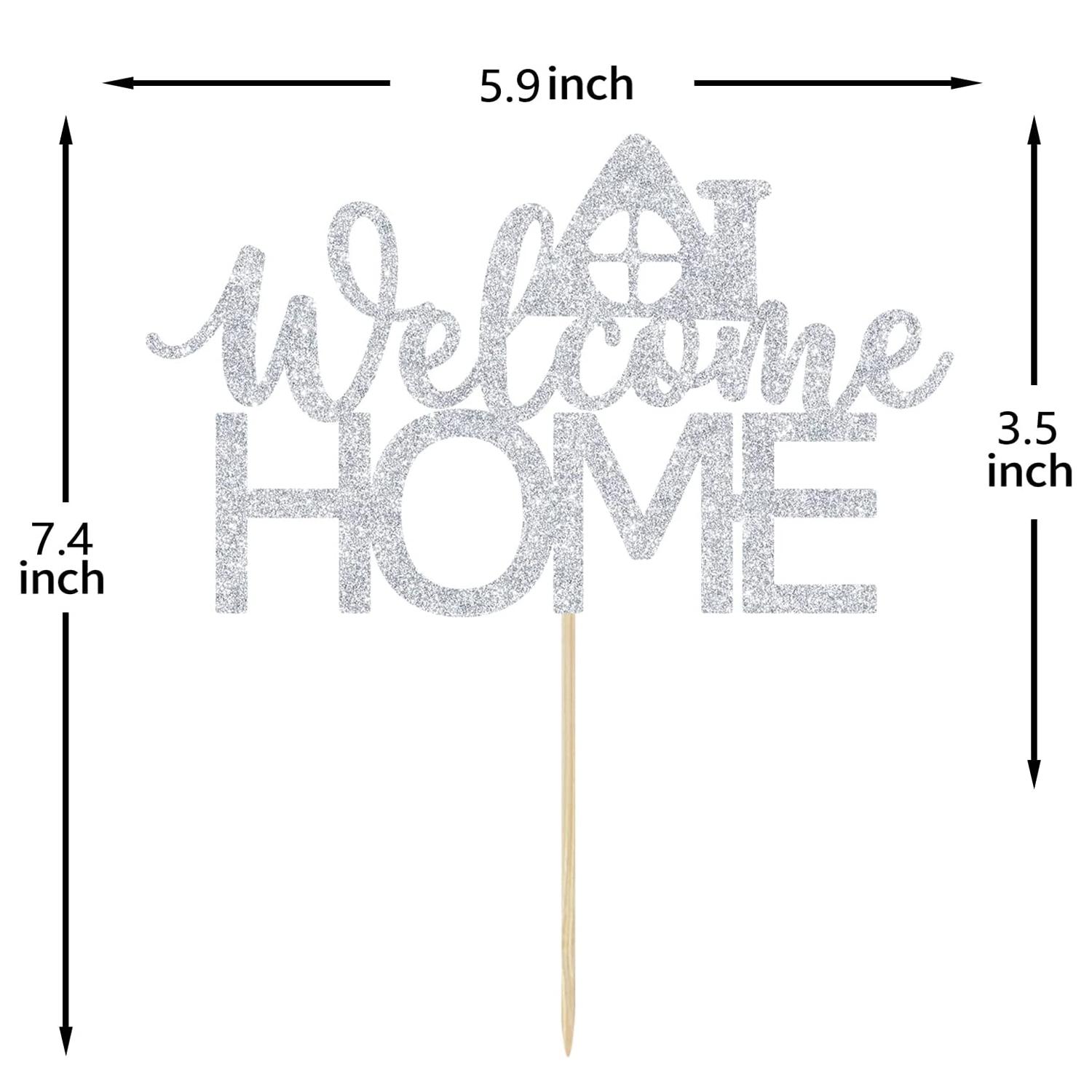 SILVER GLITTER ACRYLIC WELCOME HOME TOPPER