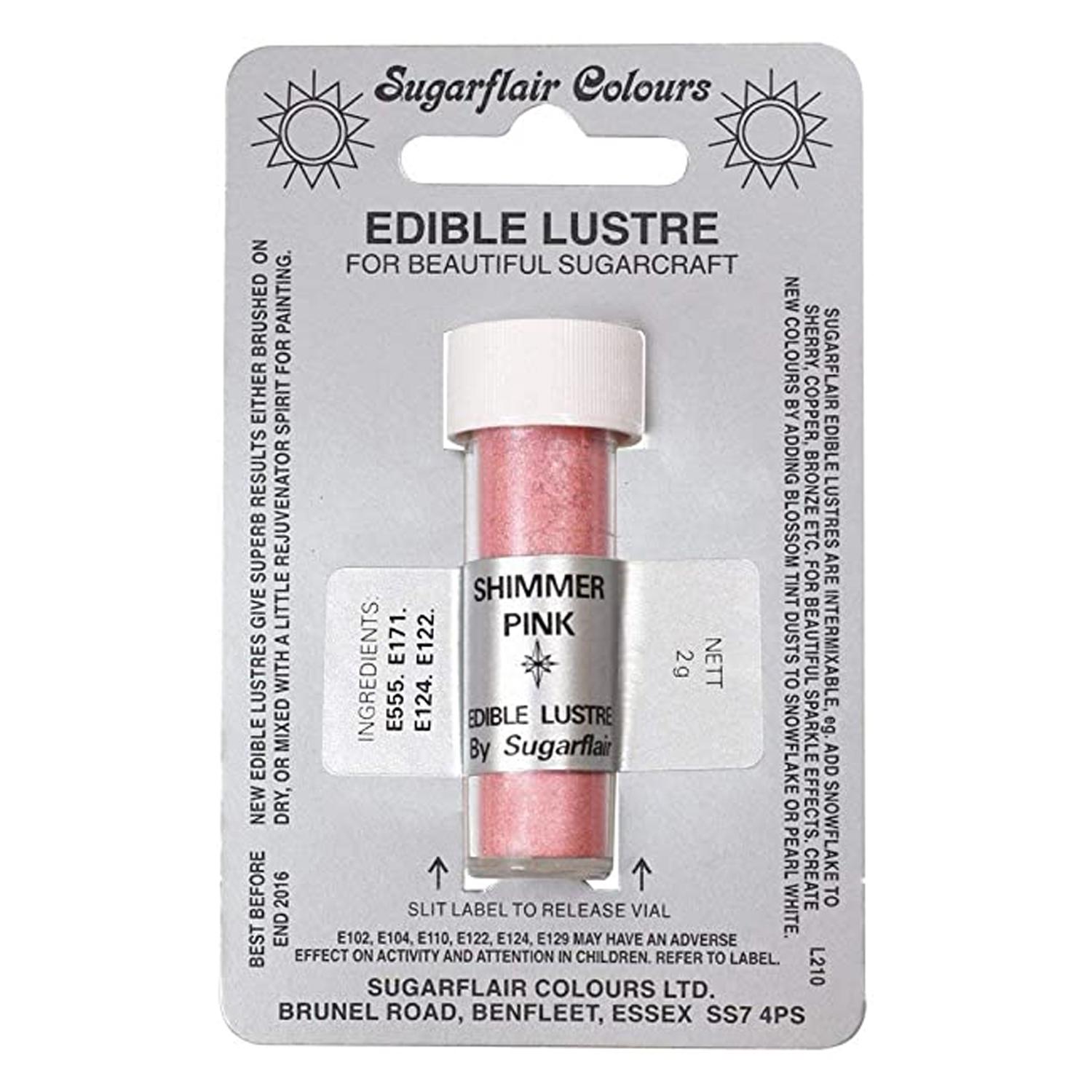 SUGARFLAIR EDIBLE LUSTRE DUST SHIMMER PINK2GMS