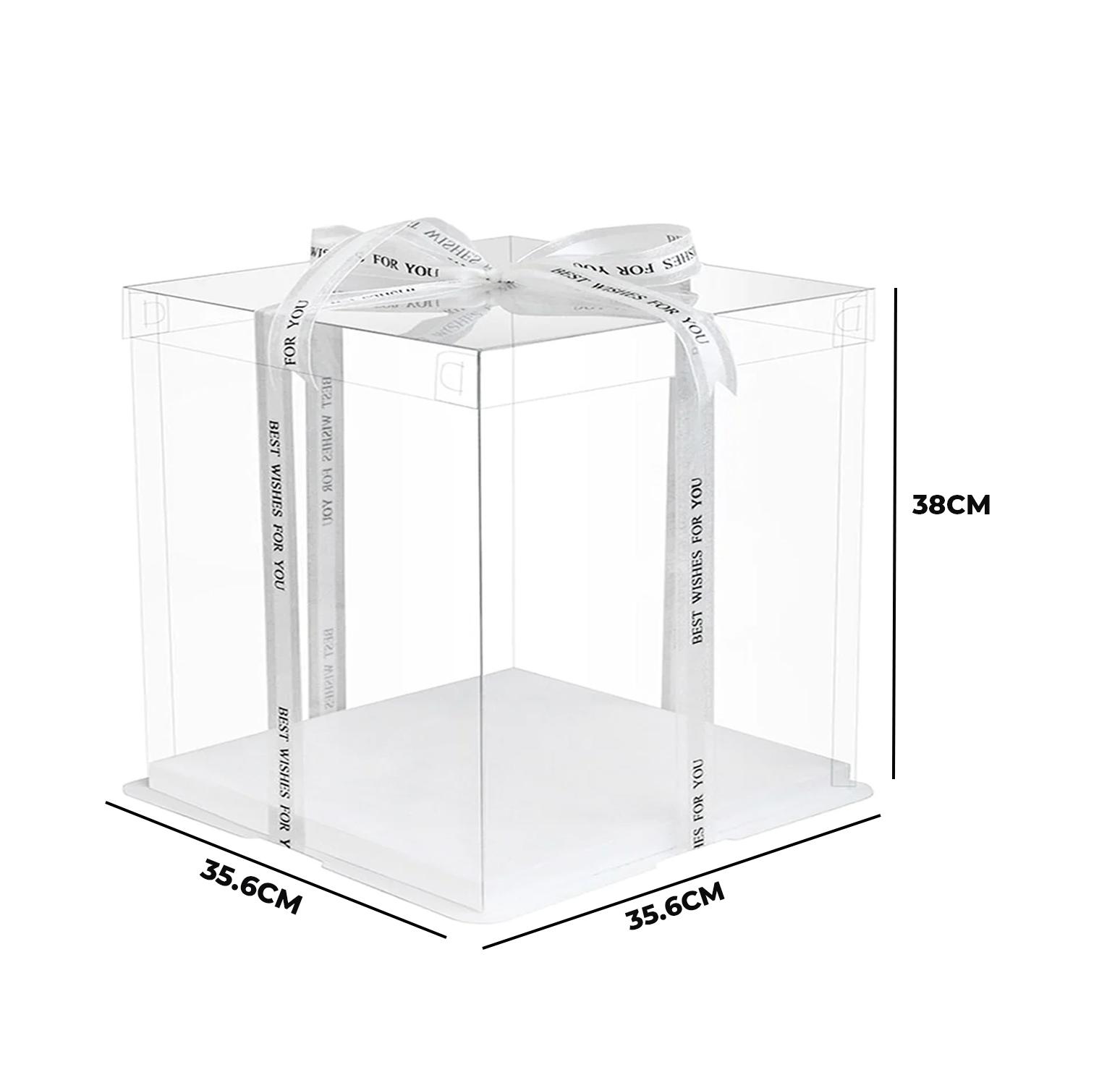 TRANSPARENT PVC CAKE BOX CLEAR LID 35.6*35.6*38CM