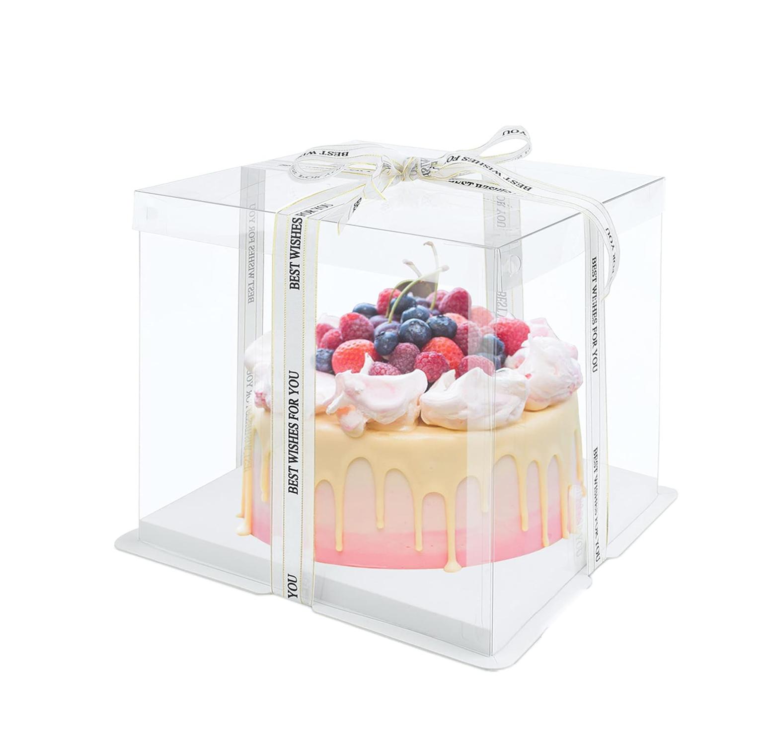 TRANSPARENT PVC CAKE BOX CLEAR LID 35.6*35.6*38CM