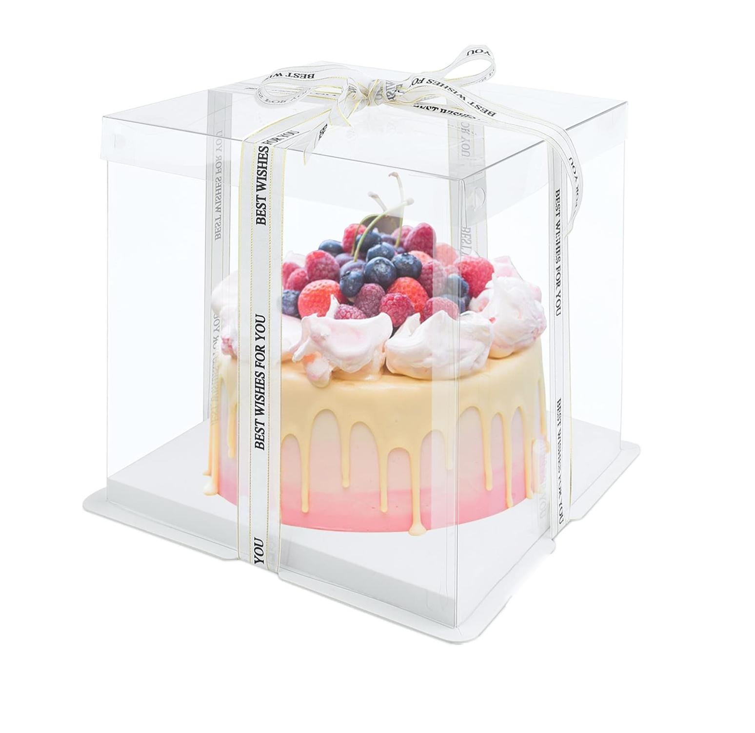 TRANSPARENT PVC CAKE BOX CLEAR LID 26*26*31CM