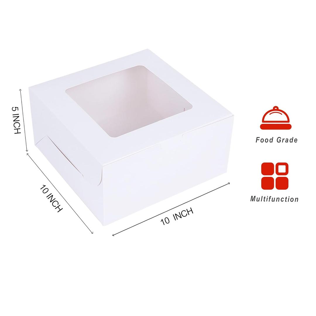 WHITE 10 X 10 X 5 INCHES BENTO CAKE BOX WITH WINDOW