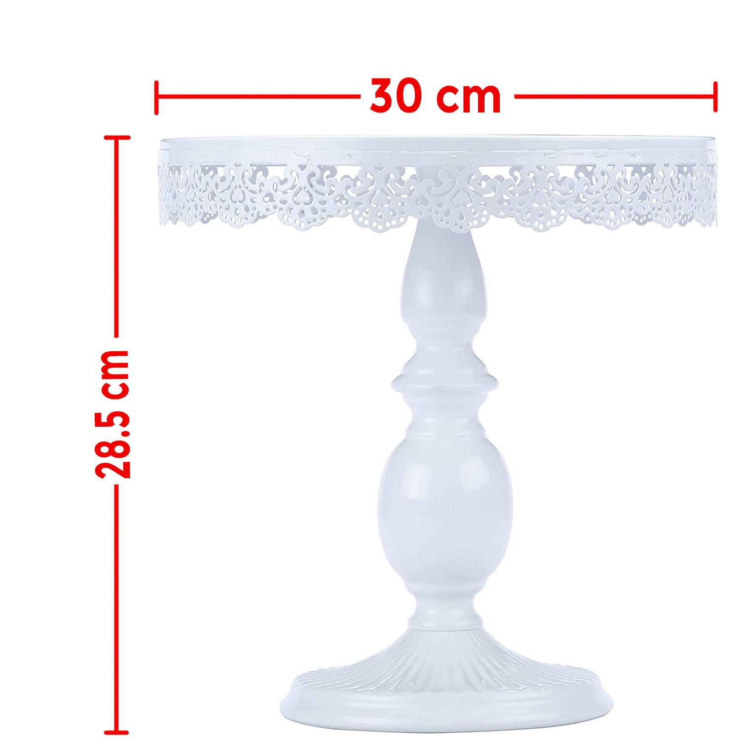 WHITE METALLIC CAKE STAND LARGE