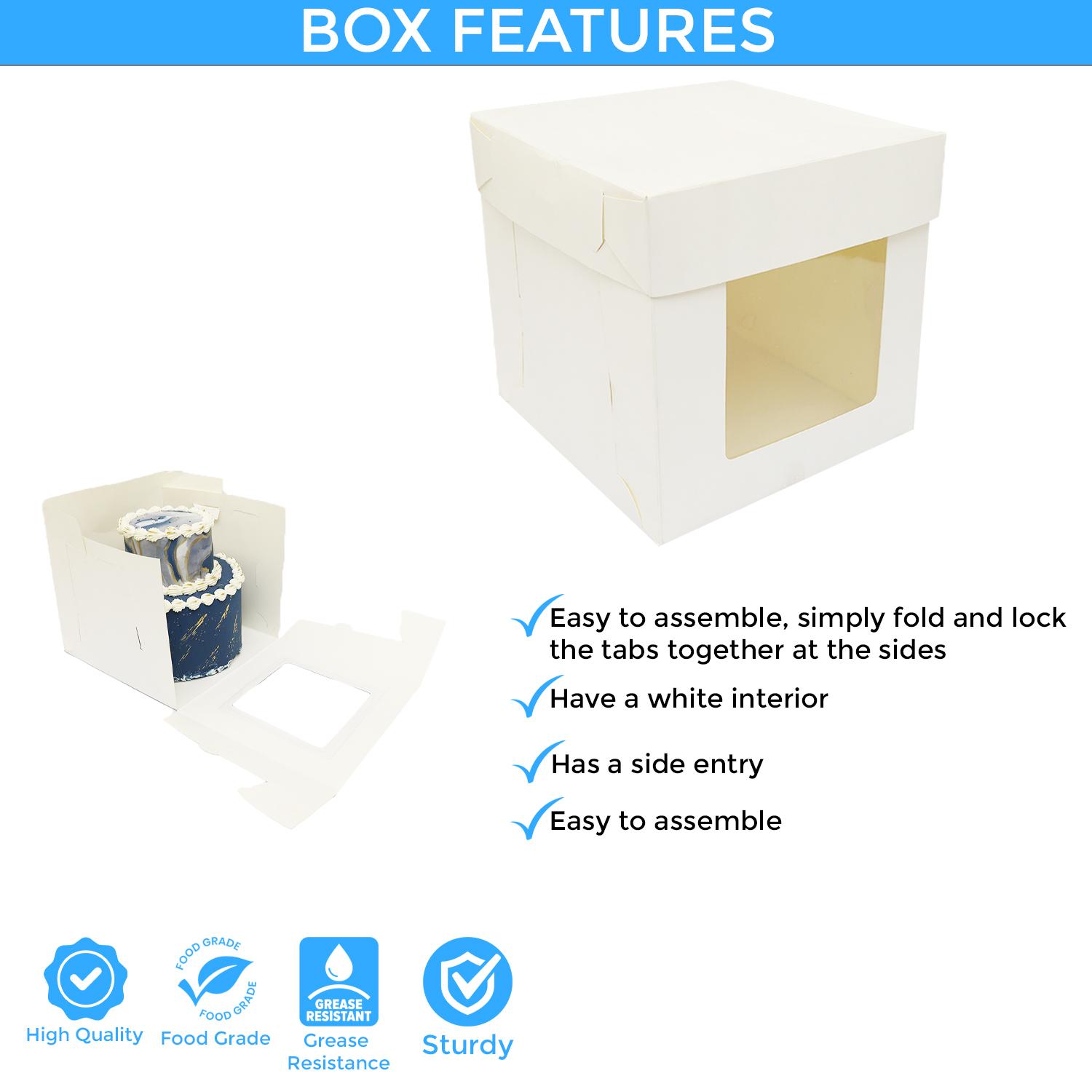 WHITE WINDOW CAKE BOX 12 x 12 x 12 Inches