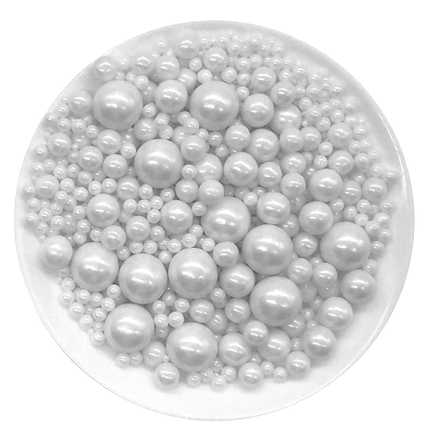 WHITE MIXED SIZE PEARLS 15GMS