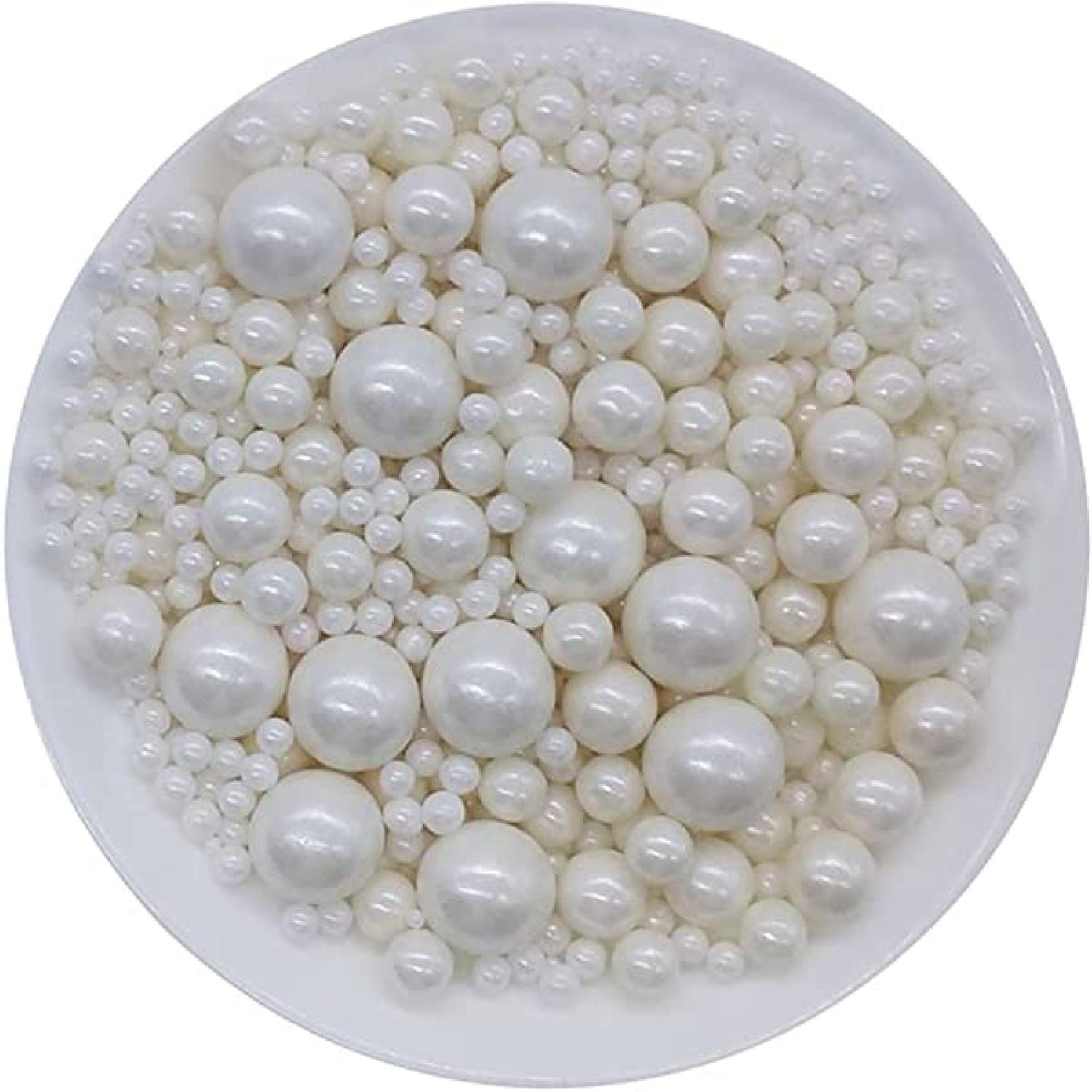 WHITE MIXED SIZE PEARLS 250GMS