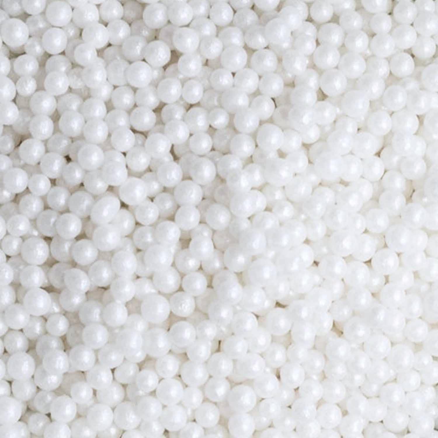 WHITE SUGAR PEARLS 4MM 250GMS