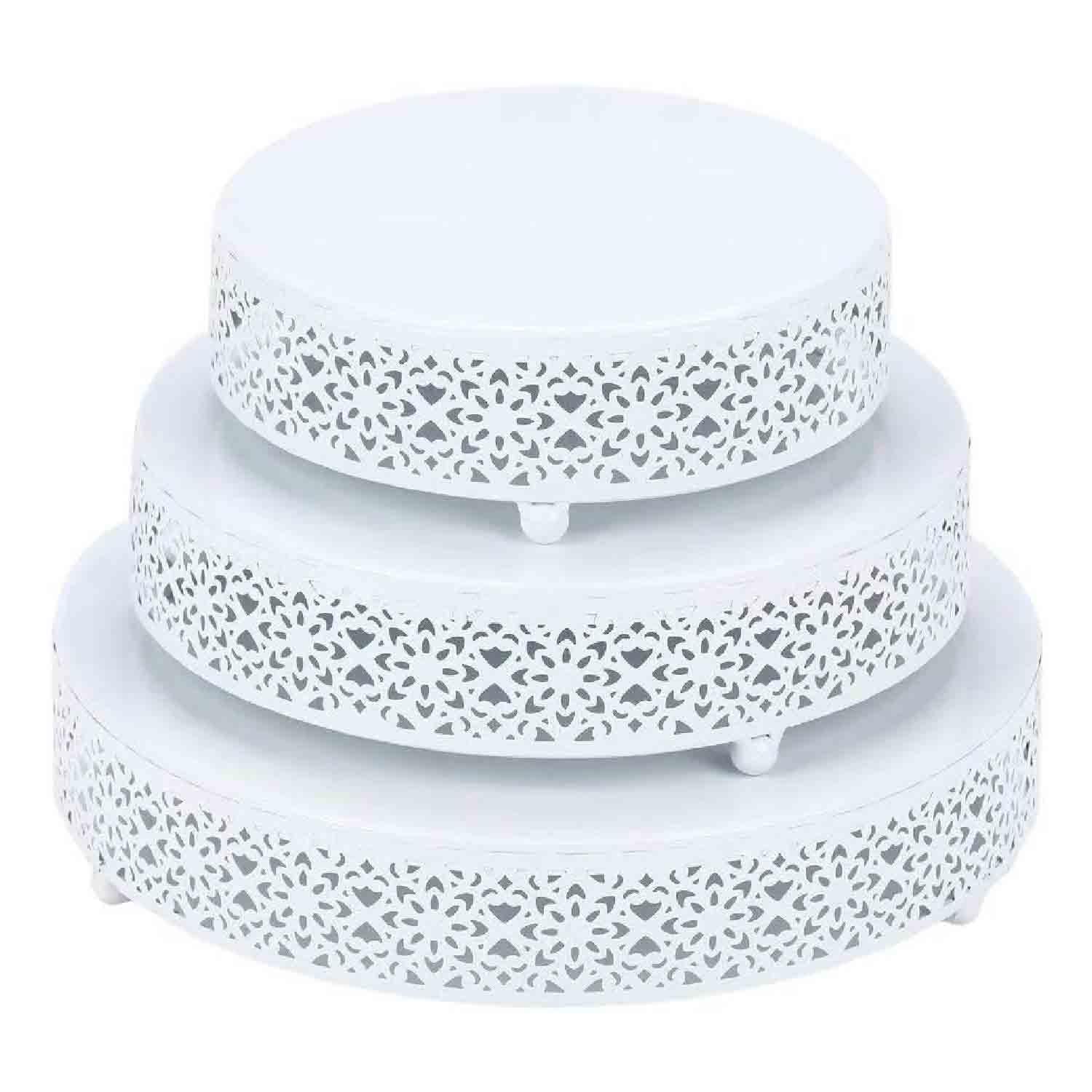 WYOMING WHITE MIRROR TOP 3 PIECE CAKE STAND DIAMETER 20CM 25CM 30CM