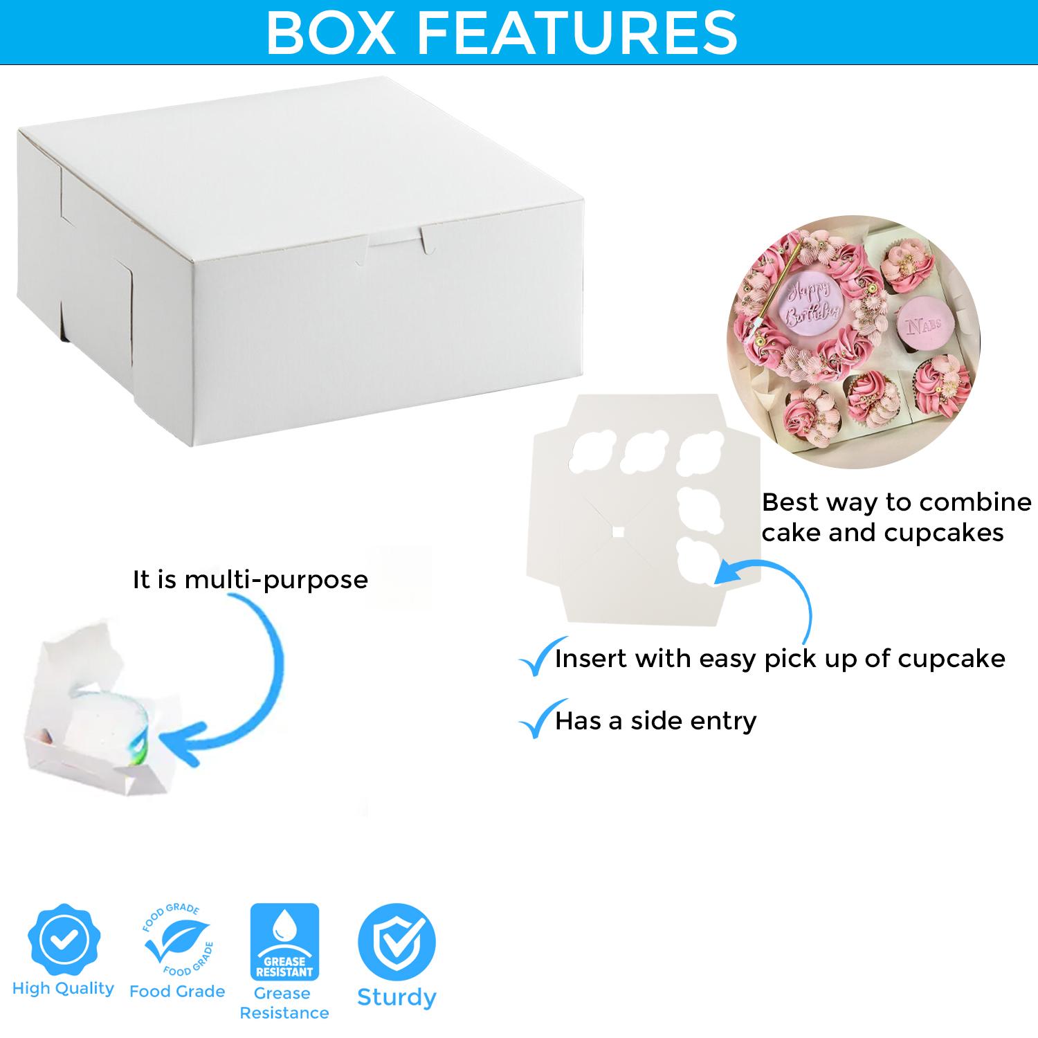 SQUARE 2KG 12'' X 12'' X 4'' WHITE Bento Cake Box