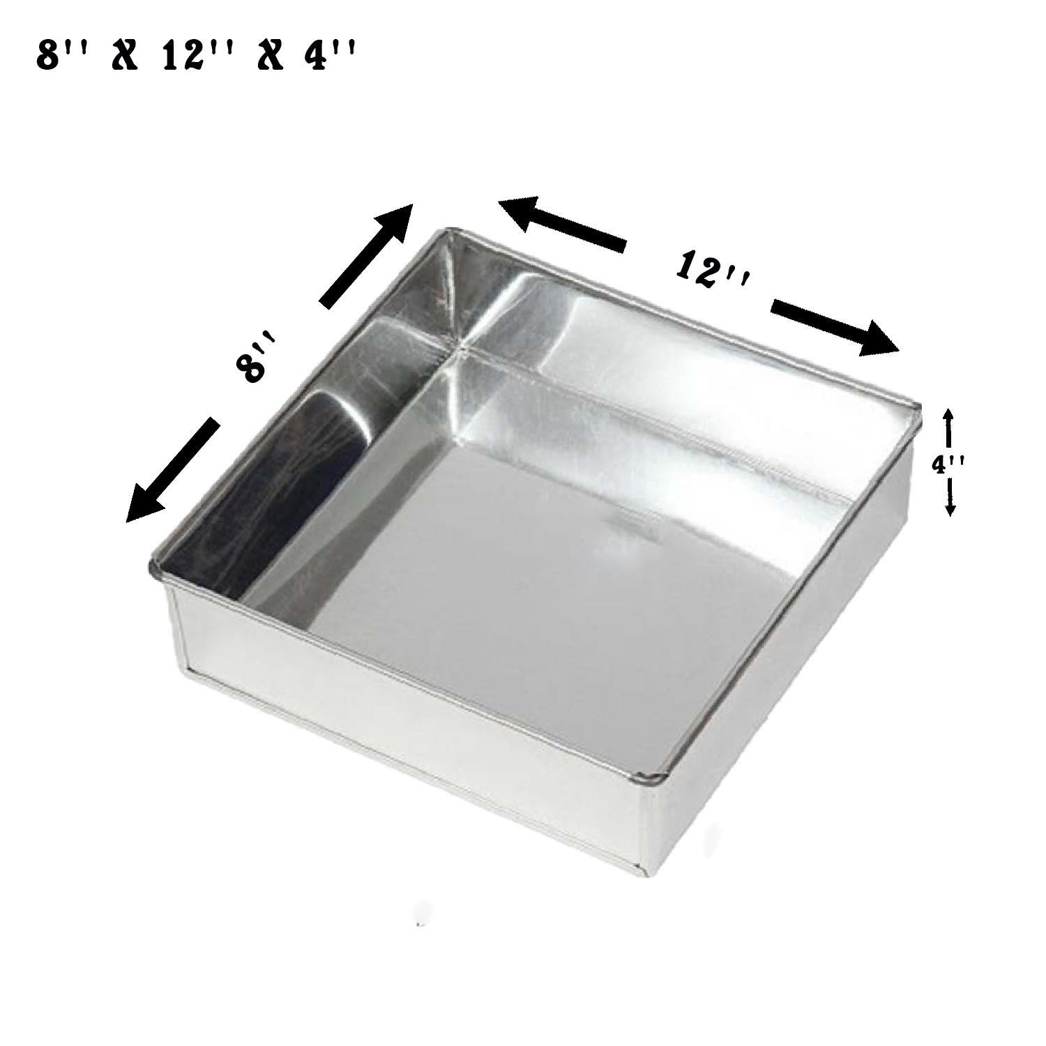 8'' X 12'' X 4'' RECTANGLE HANDCRAFTED JUAKALI ALUMINIUM CAKE BAKING PAN TIN