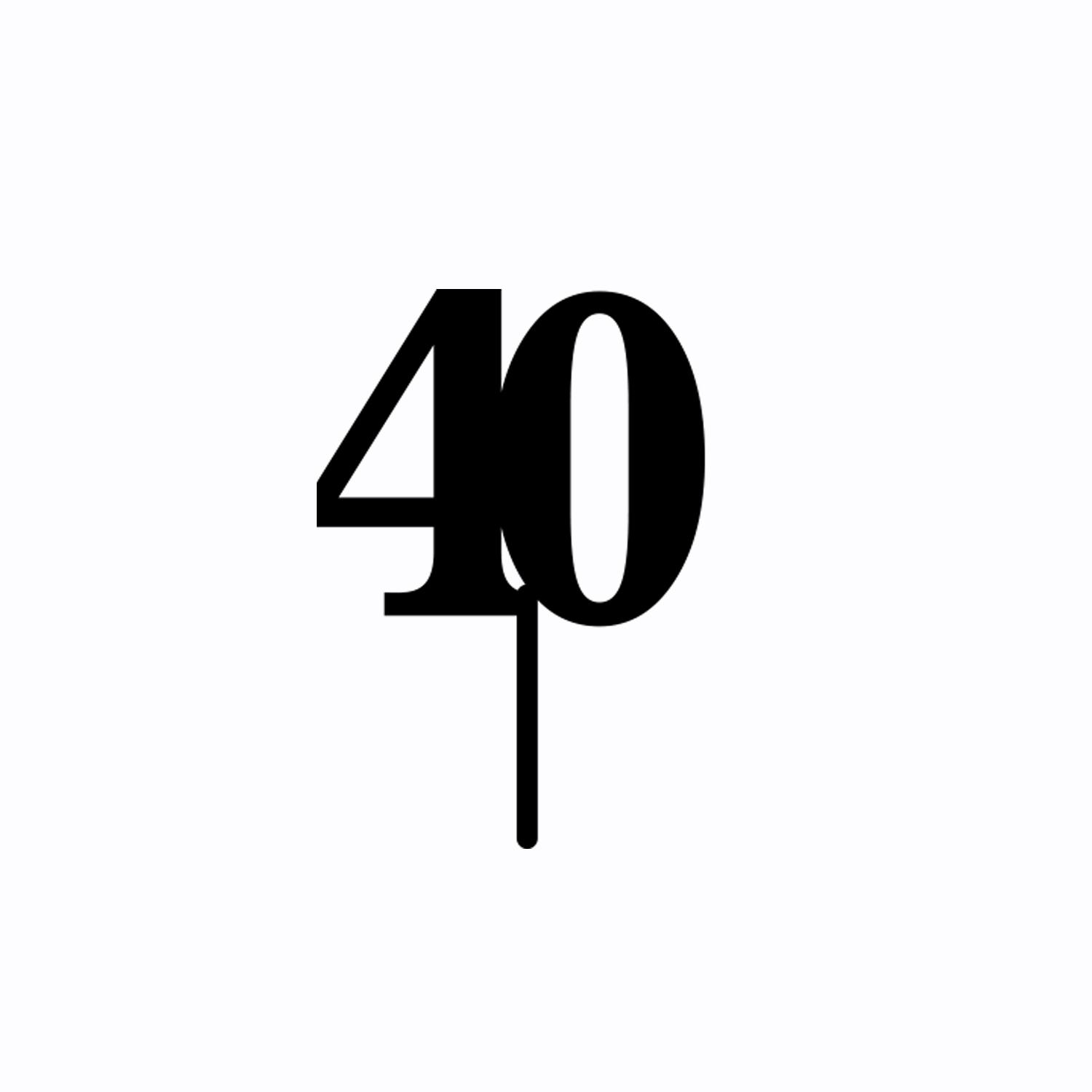 BLACK ACRYLIC NUMBER TOPPER NO 40