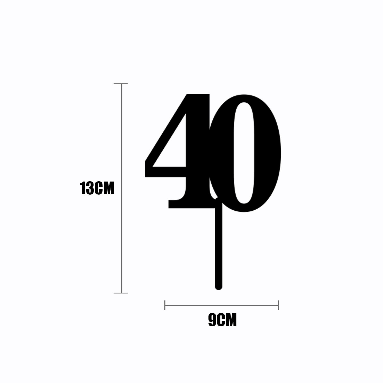 BLACK ACRYLIC NUMBER TOPPER NO 40